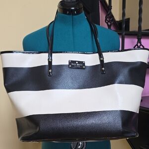 Kate Spade Black and White Striped Tote Bag